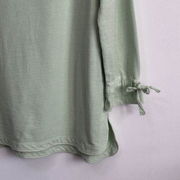 Soft Surroundings Sweatshirt M Seafoam Green Tie Cuffs Boat Neck Beachy Top - Picture 2 of 10
